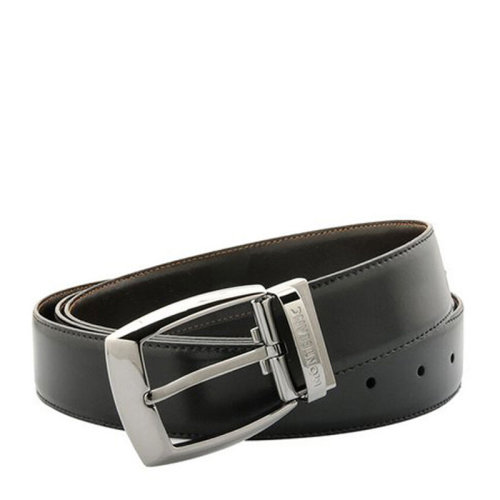 MontBlanc/萬寶龍 男士黑色牛皮休閑牛皮針扣式皮帶腰帶 可裁剪 103443