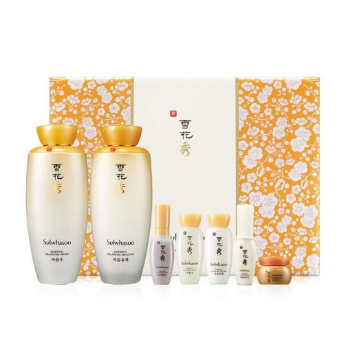Sulwhasoo/雪花秀滋盈肌本護(hù)膚禮盒 （滋盈肌本潤顏水125ml+滋盈肌本潤顏乳125ml+潤致煥活肌底精華露8ml+滋盈肌本潤顏套 多版本隨機(jī)發(fā)貨