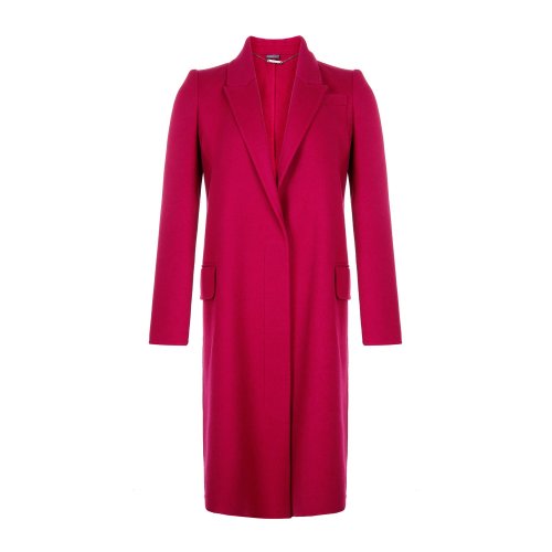 Alexander McQueen/亞歷山大麥昆 翻領(lǐng) 長袖 梅子色 經(jīng)典款 純色 簡約 大氣 女士 長款 大衣