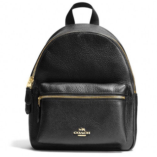 COACH/蔻馳 女包女士黑色皮革時(shí)尚百搭雙肩包 $F38263_IMBLK