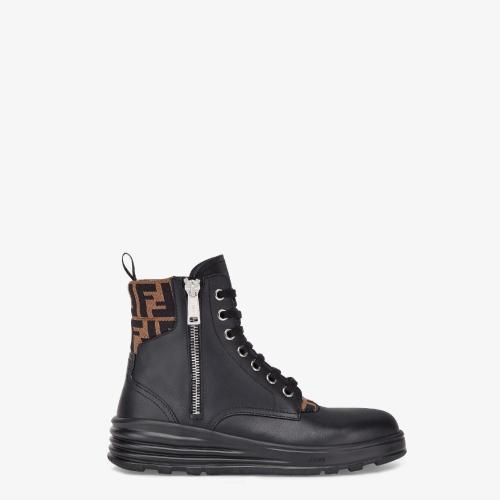  FENDI芬迪 22年春夏 男士 短靴 黑色皮革騎士短靴 7U1399AD83F0PMM