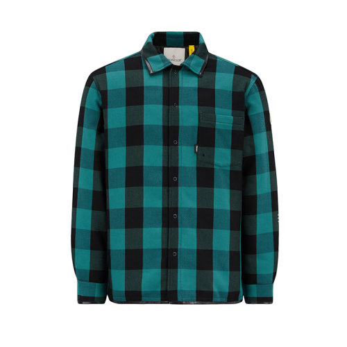 Moncler/蒙克萊 22年秋冬新款 Maya 70系列FRGMT藤原浩合作款 男女同款綠色/星鉆黑色格紋純棉Simmon羽絨襯衫式夾克H209U1A00009M2316F89