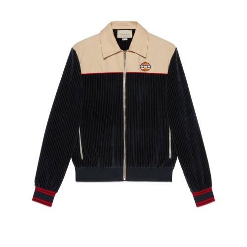  GUCCI古馳 22年秋冬 男士 羅紋棉天鵝絨拉鏈夾克 645247 XJC6C 4447