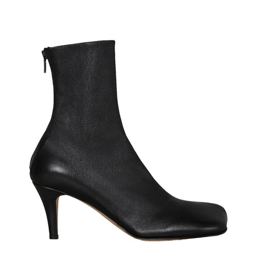 Bottega Veneta/葆蝶家 新款女士黑色彈力小羊皮方頭高跟靴 610238VBSO01000