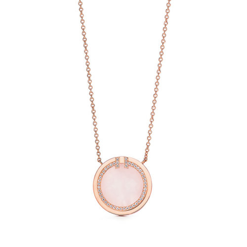 Tiffany & Co./蒂芙尼  TiffanyT系列 粉色蛋白石和鉆石圓形吊墜項鏈 64027115