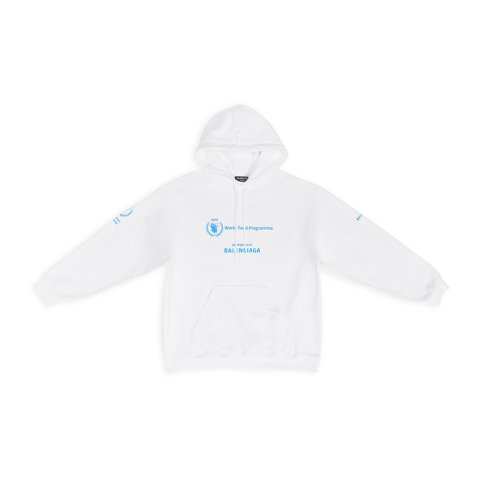 Balenciaga/巴黎世家 22年秋冬新款 WFP系列 男士白色純棉中重抓絨藝術(shù)畫印花連帽衫衛(wèi)衣600583TMVL19086