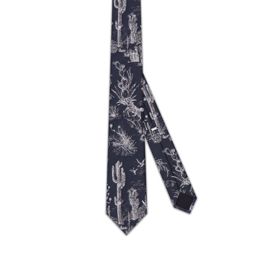 DIOR/迪奧 22年秋冬新款 CACTUS JACK DIOR系列 男士海軍藍(lán)/白色桑蠶絲仙人掌茹伊印花領(lǐng)帶28C1047A0635_C580