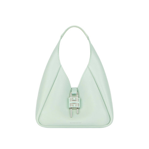 Givenchy/紀(jì)梵希 22新款 G-Hobo系列 女士青綠色粒面小牛皮鱷魚壓紋皮革手柄金色飾面單肩腋下手提包BB50QNB1LY-356