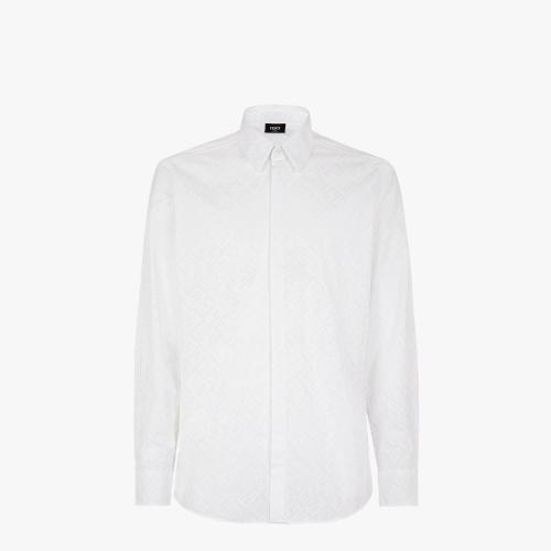  FENDI芬迪 22年秋冬 男士 長袖襯衫 白色棉質(zhì)襯衫 FS058_M8UF1J7C