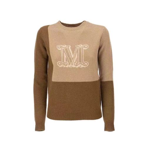 MaxMara/麥絲瑪拉  新款百搭拼接色圓領(lǐng)套頭女士羊絨衫CAIMANO 014