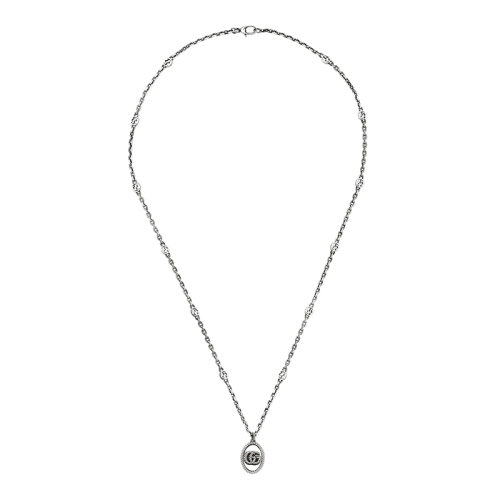 GUCCI/古馳  Double G系列 925銀雙G吊墜GG細(xì)節(jié)鏈條項(xiàng)鏈632540J84000701