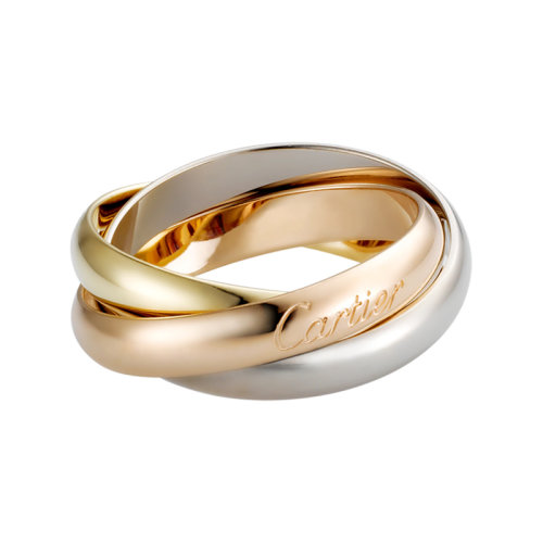 CARTIER/卡地亞  TRINITY系列 18K金白金黃金玫瑰金三色三環(huán)戒指 求婚結(jié)婚訂婚對戒  B4052700