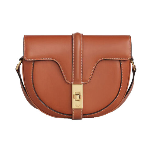 CELINE/賽琳 19秋冬新款 女士BESACE 16系列 小號天然牛皮焦糖色單肩斜挎翻蓋包188013BO2.04LU