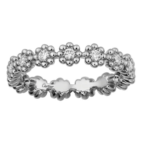 CARTIER/卡地亞 CACTUS DE CARTIER系列 18K金白金鑲嵌鉆石結婚戒指B4220200