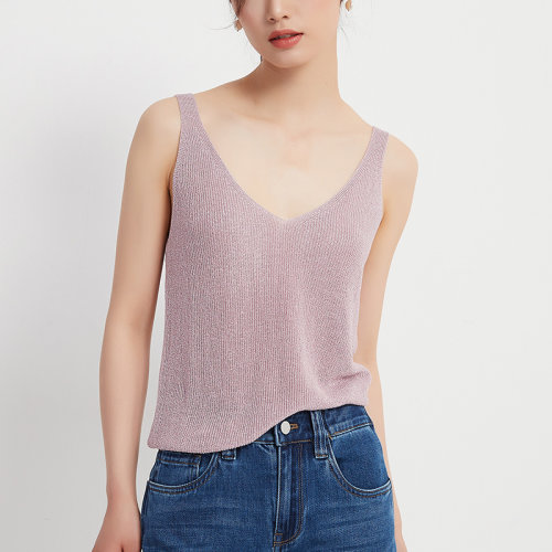 SHOKAY/繡嘉 彩色金銀絲涼感女士短袖T恤小背心