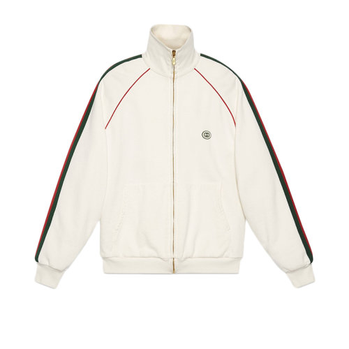 GUCCI/古馳 2020新款男士象牙白有機棉織帶針織拉鏈衛(wèi)衣 625405XJCOE9146