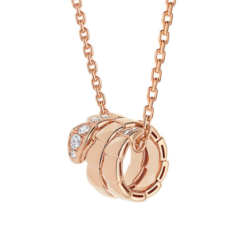 BVLGARI/寶格麗 SERPENTI SCAGLIE系列 18K金玫瑰金鑲有半密釘鉆石Viper項(xiàng)鏈 357794
