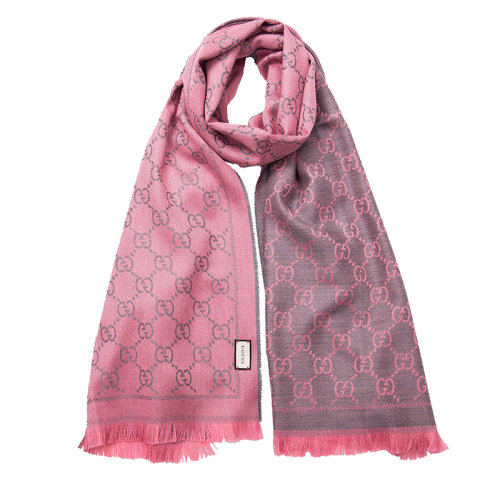 GUCCI/古馳  新款石墨粉色GG羊毛圍巾 （多色可選）