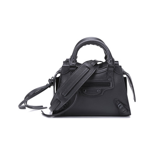 Balenciaga/巴黎世家女士Neo Classic系列牛皮革Top Handle手提單肩斜挎包機(jī)車包迷你款 638524 15Y47