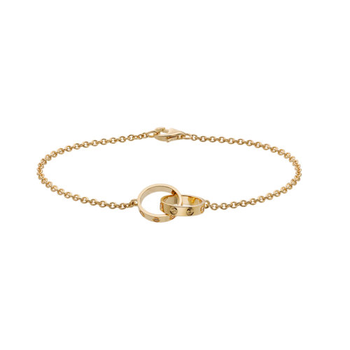 CARTIER/卡地亞 經(jīng)典LOVE系列 18K金黃金雙環(huán)LOVE手鏈 B6027100