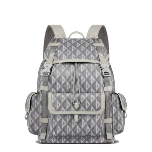 DIOR/迪奧 22春夏新款HIT THE ROAD系列 男士灰色CD Diamond圖案帆布皮革飾邊翻蓋抽繩雙肩背包1ESBA163CDP_H42E