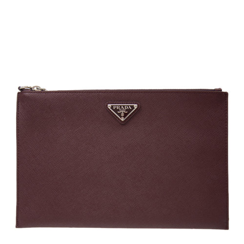 PRADA/普拉達 男士時尚簡約牛皮徽標拉鏈手拿包錢包零錢包男包 2NG005-PN9多色可選