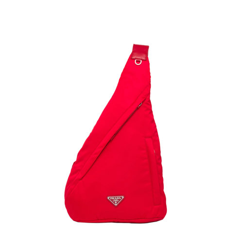PRADA/普拉達(dá) 22年新款 男士紅色再生尼龍拉鏈徽標(biāo)三角形胸包斜挎包2VZ092_2DW3_F0011_V_OOO