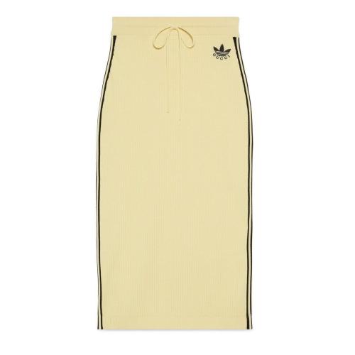  GUCCI古馳 22年秋冬 女士 adidas x Gucci聯(lián)名系列針織半身裙 697710 XKCDQ 7467