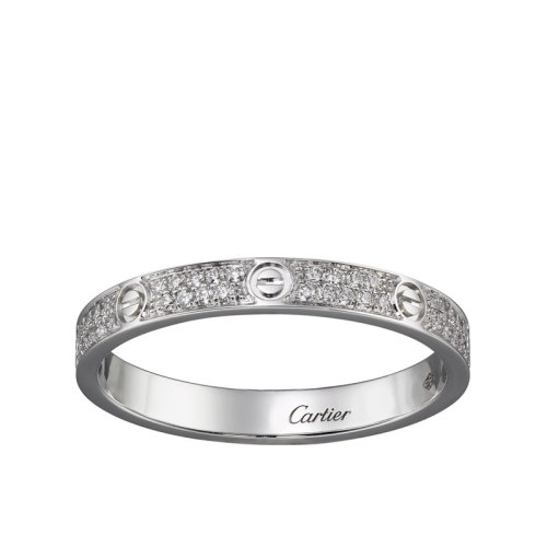 CARTIER/卡地亞 經(jīng)典款LOVE 18K金白金鉆石戒指 鑲嵌72顆鉆石 小號款 B4218200