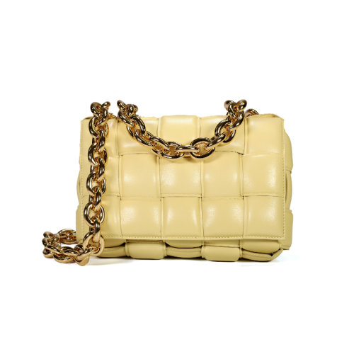 Bottega Veneta/葆蝶家 女士 女包 紅色 小羊皮鏈條卡帶包單肩包 631421VBWZ06402