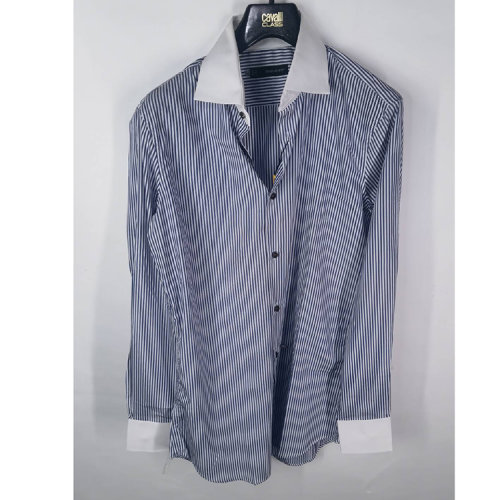 Dsquared2/D二次方 男士藍色條紋襯衫 S74DL0300S39256  瑕疵折扣