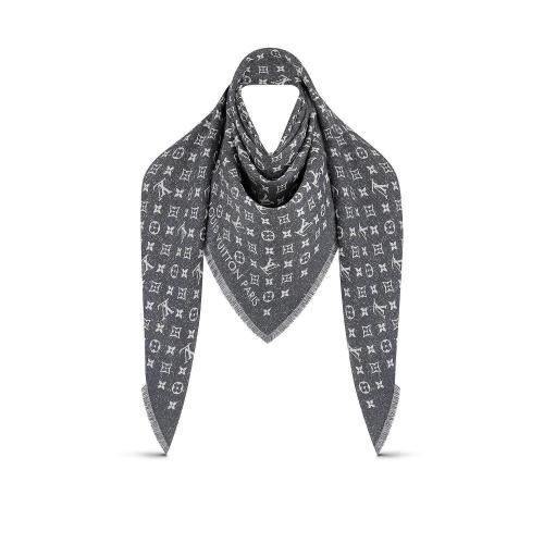  LV路易威登 22年秋冬 女士 圍巾 MONOGRAM JACQUARD DENIM 披肩 M78228