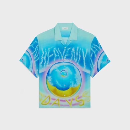  CELINE賽琳思琳 22年秋冬 男士 短袖襯衫 藝術(shù)家印花粘膠纖維夏威夷襯衫 2C517357Q.14MC