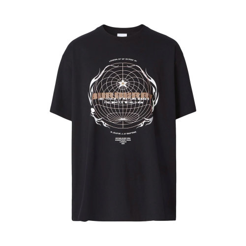 BURBERRY/博柏利 男士黑色棉質(zhì)徽標裝飾T恤 8048289