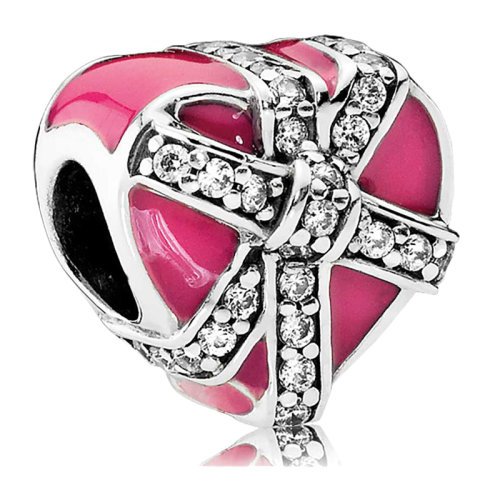 PANDORA/潘多拉 女士925銀洋紅色愛的驚喜串飾792047CZ