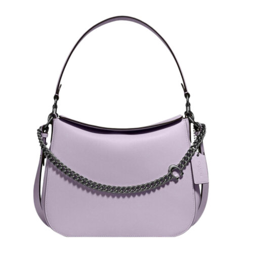 COACH/蔻馳 HOBO系列女士拋光鵝卵石皮革金屬C字徽標(biāo)鏈條配飾拉鏈開合中號(hào)單肩包斜挎包手提包女包 89178多色可選