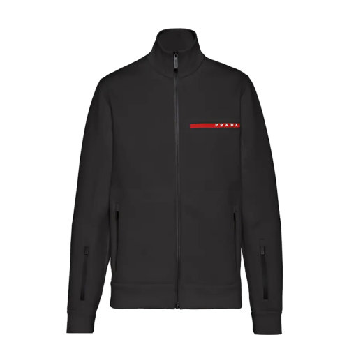 PRADA/普拉達(dá) 男士黑色再生聚酯纖維所制Double Technical平紋針織拉鏈?zhǔn)酵馓譙JC577_LJ4_F0002_S_202