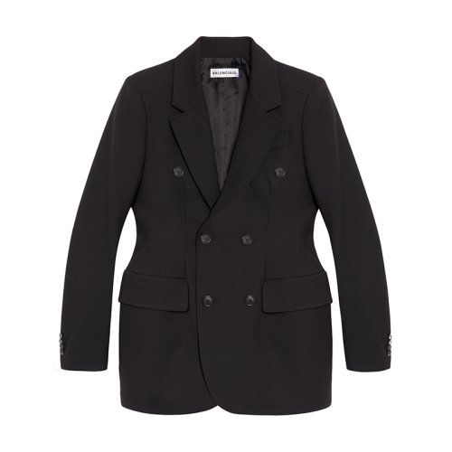 Balenciaga/巴黎世家 22年早春新款 Hourglass系列 女士黑色羊毛斜紋布夾克571278TYI201000