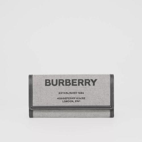  BURBERRY 22年秋冬 女士 Horseferry 印花棉質(zhì)帆布長(zhǎng)款錢夾 80443491 預(yù)定商品1-3周發(fā)貨