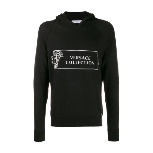  VERSACE COLLECTION/VERSACE COLLECTION 男士黑色時尚連帽衛(wèi)衣 V700869-VK00335-V7008