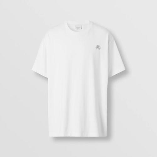  BURBERRY 22年秋冬 男士 人造水晶馬術(shù)騎士裝飾棉質(zhì)平織 T 恤衫 80643931