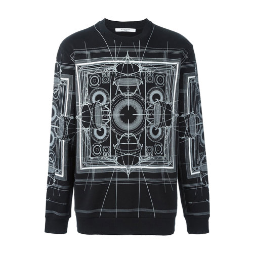 Givenchy/紀(jì)梵希 純棉黑色圓領(lǐng)男士加絨衛(wèi)衣 男裝 男衛(wèi)衣