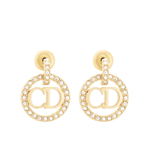 DIOR/迪奧 22新款CLAIR D LUNE系列 女士金色飾面金屬銀色調(diào)仿水晶裝飾圈形掛墜耳環(huán)E1911CDLCY_D03S