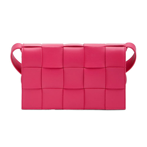 Bottega Veneta/葆蝶家 22新款 CASSETTE系列 女士蔓越莓色羔羊皮雙面正交編織單肩豆腐包578004VMAY16419