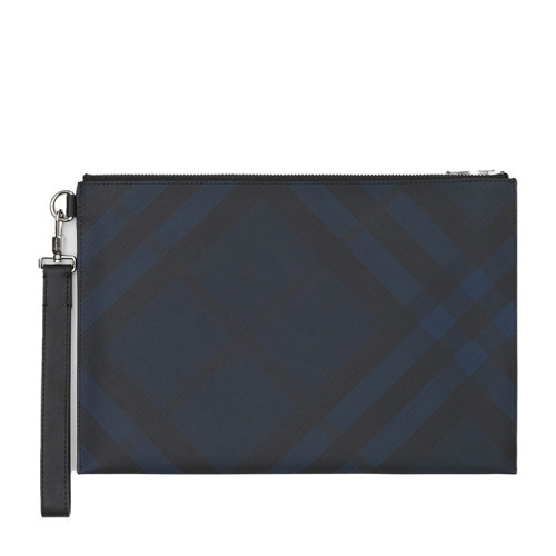 BURBERRY/博柏利 London格紋帆布/配皮拉鏈?zhǔn)占{袋80229421