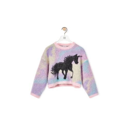 LOEWE羅意威 22年秋冬 女士 針織衫 Unicorn jacquard sweater in mohair S540Y14KAB-9990