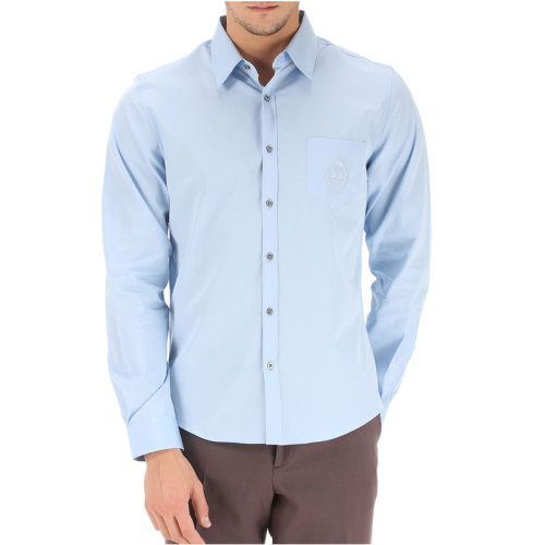 GUCCI/古馳男裝 服飾 商務休閑 淺藍色棉質翻領襯衣 男士長袖襯衫 368681