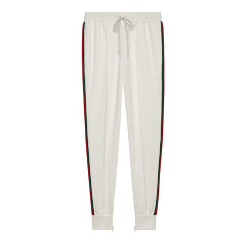 GUCCI/古馳  古琦女裝 紅綠條紋 櫻桃圖案 女士白色棉質(zhì)時尚收腿休閑褲 625031 XJCUI 9280