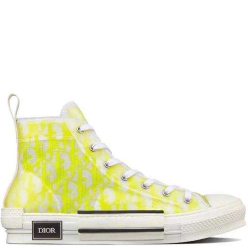 DIOR/迪奧  新款白色和黃色Dior斜紋帆布 B23高幫休閑運動鞋3SH118W YNT 160男鞋
