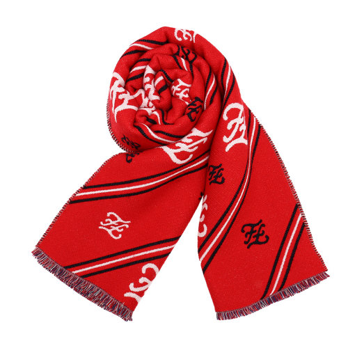 FENDI/芬迪圍巾花體F logo提花羊毛圍巾女士長(zhǎng)圍巾FXT085AALFF